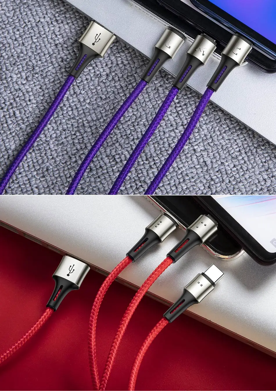Baseus 3 в 1 USB кабель для iPhone зарядное устройство Micro usb type-C кабель для samsung Xiaomi Быстрая зарядка данных кабель с кодом Брайля