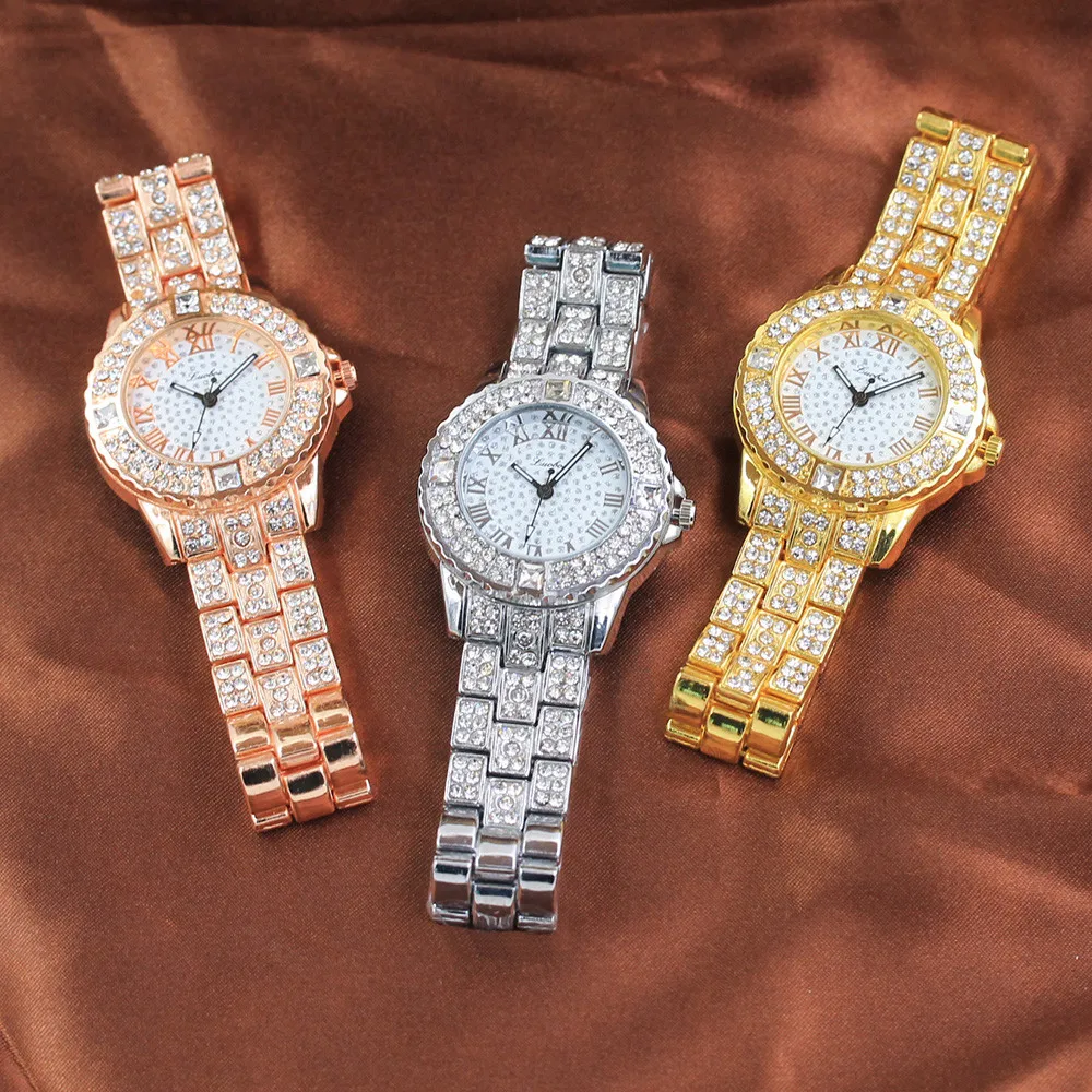 Роскошные женские кварцевые часы LD с кристаллами из вольфрамовой стали |