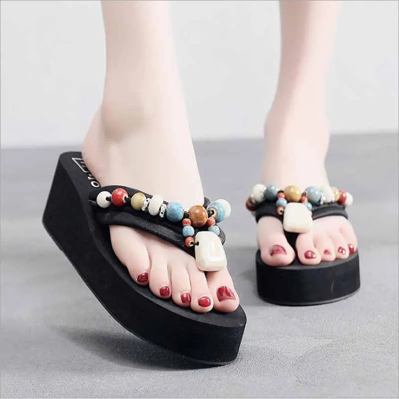

Summer Woman Shoes Platform bath Wedge Beach High Heel For Women Brand Black EVA Ladies Shoes