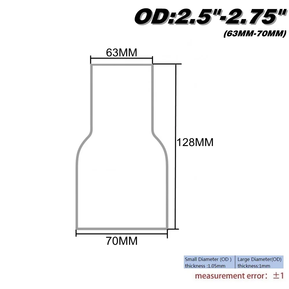 OD 63-70MM OD: " 2,25" 2,7" 3" 3," нержавеющая коническая Стандартный редуктор коннектор трубы EP-BJ-AF - Цвет: OD 63-70MM