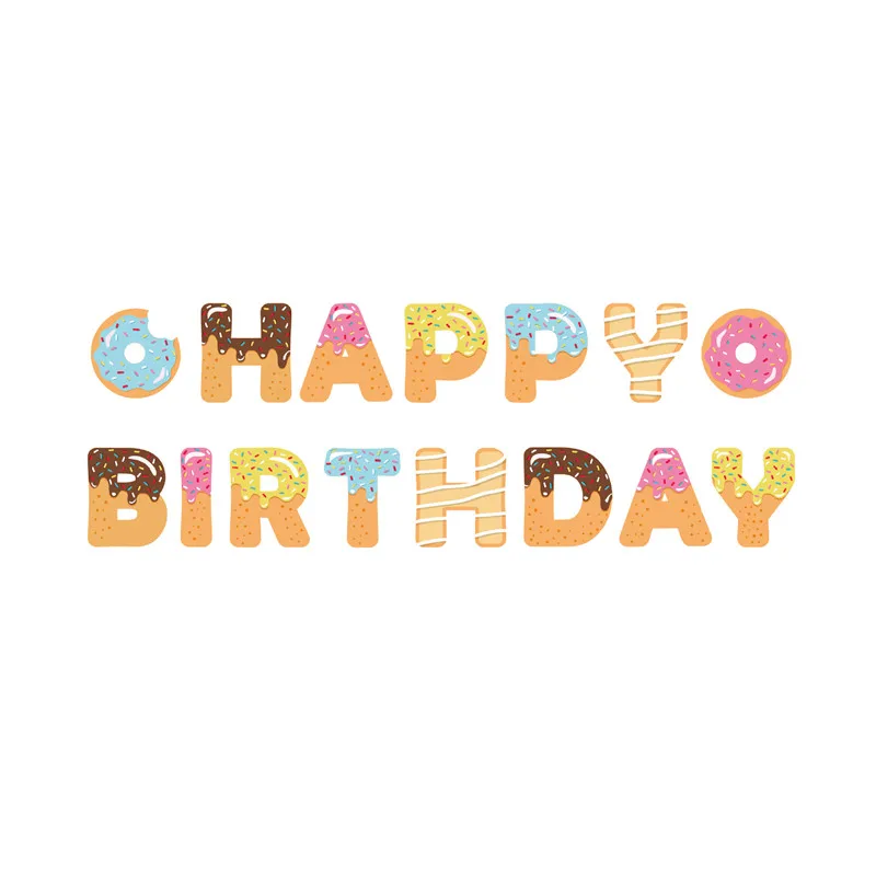Chicinlife 1Set Doughnut Happy Birthday Banner Donut Party Decor Baby Shower Kids Favors Garlands Bunting Supplie | Дом и сад