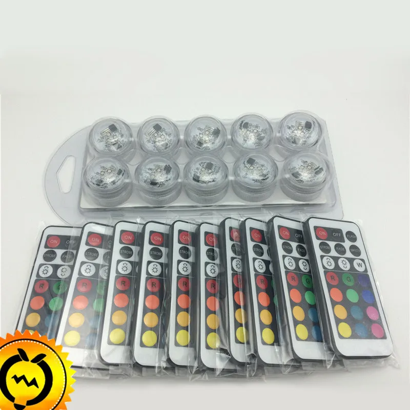 10pcs Party Tea Mini LED Lights With Battery Remote Control Submersible Table Lamp Indoor Decoration Christmas Wedding Lighting