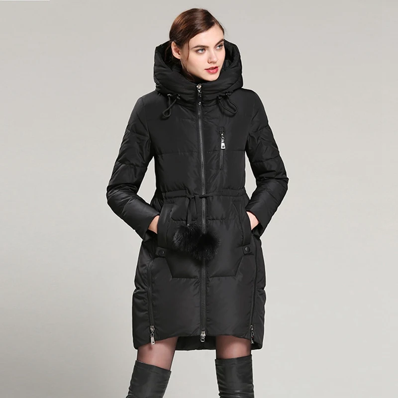 (TopFurMall) Европейский зимний Женский Детский пуховик с капюшоном 80% утиный пух