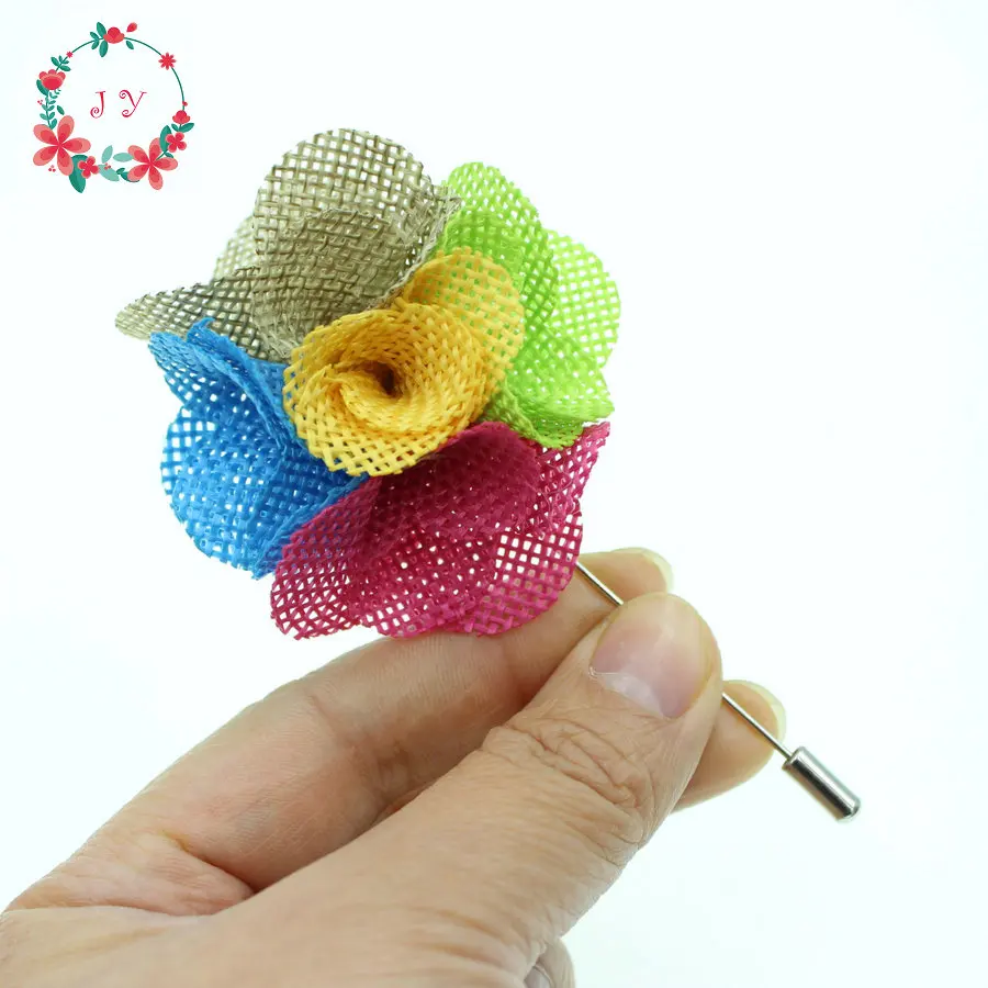 10pcs/lot brooch pin Linen Puff flower lapel 6cm suit boutonniere wedding groomsman button short wholesale | Дом и сад