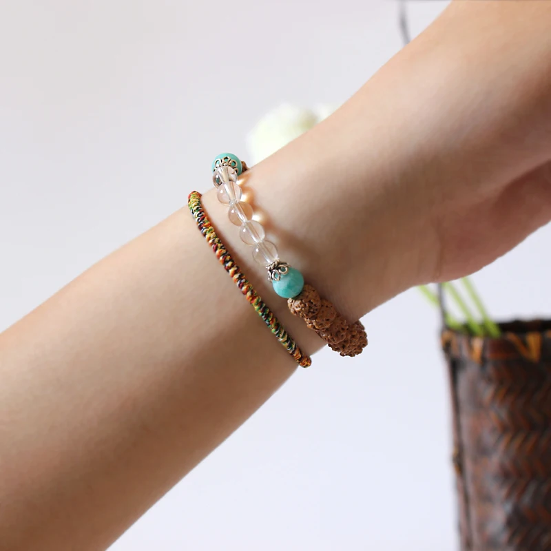 Женский растягивающийся браслет с бусинами тибетский буддизм Rudraksha Mala