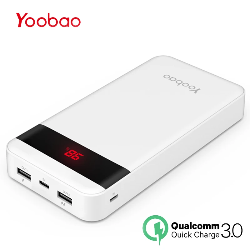 Yoobao Quick Charge 3 0 power Bank 20000 мАч для Xiaomi Mi 2 USB портативный внешний аккумулятор Pover iPhone 7 6