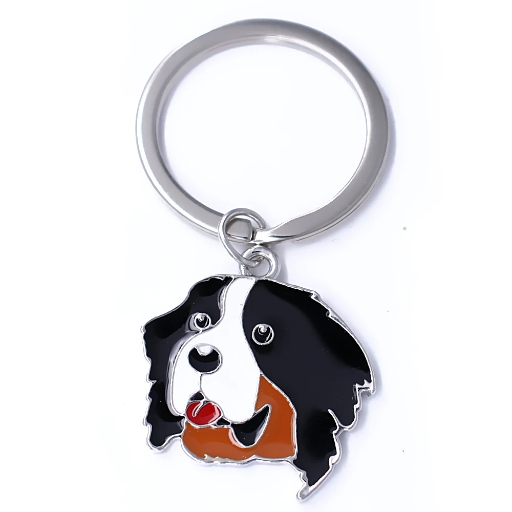 Модное эмалированное кольцо для ключей из металлического сплава Bernese dog charm pet animal