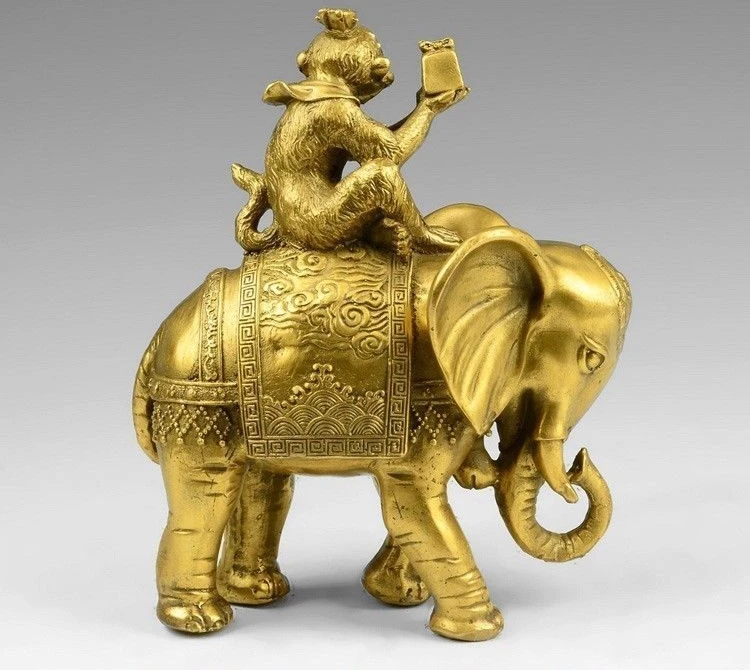 8 китайская латунная медная благоприятная обезьяна езды слон декоративная