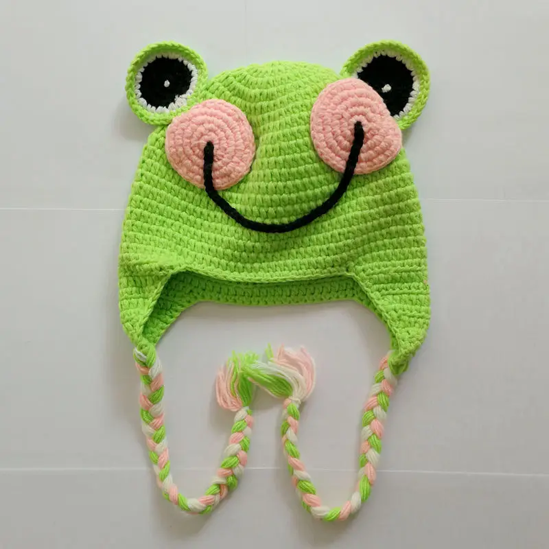 Детская зимняя ручная вязаная шапка крючком с цветами шапочки для маленьких