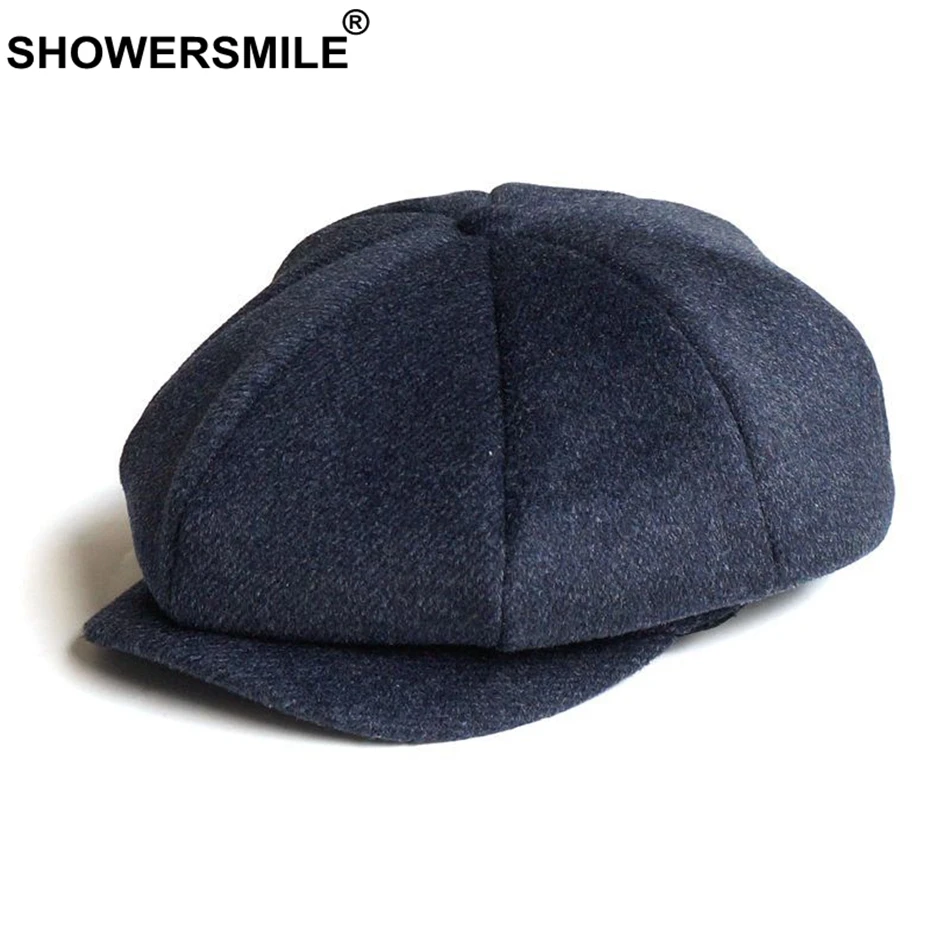 SHOWERSMILE Мужская кепка Newsboy s шерстяная плоская кепка с узором в елочку s кофейная Кепка в стиле ретро Восьмиугольные Мужские Винтажные осенне-зимние Восьмиугольные шляпы