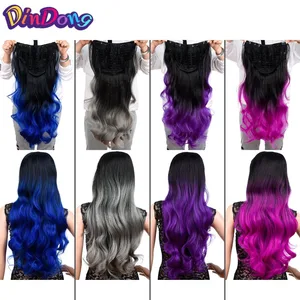DinDong 26-дюймовые удлинители волос на зажиме 220 г, U-образные синтетические удлинители волос, накладные волосы для женщин, термостойкие волосы