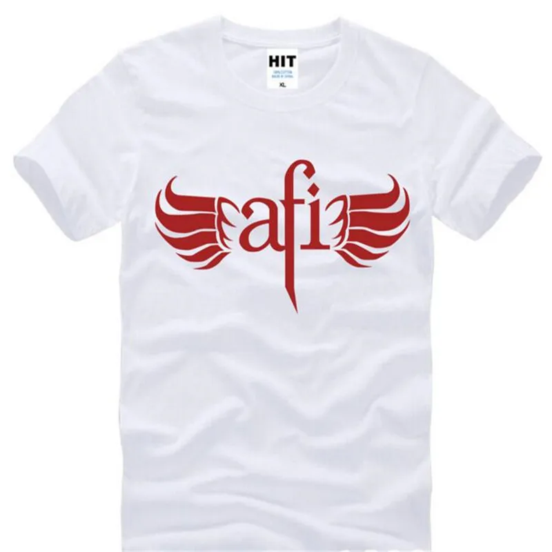 Рок-н-AFI огонь внутри печатных футболка для мужчин в стиле хип-хоп с круглым