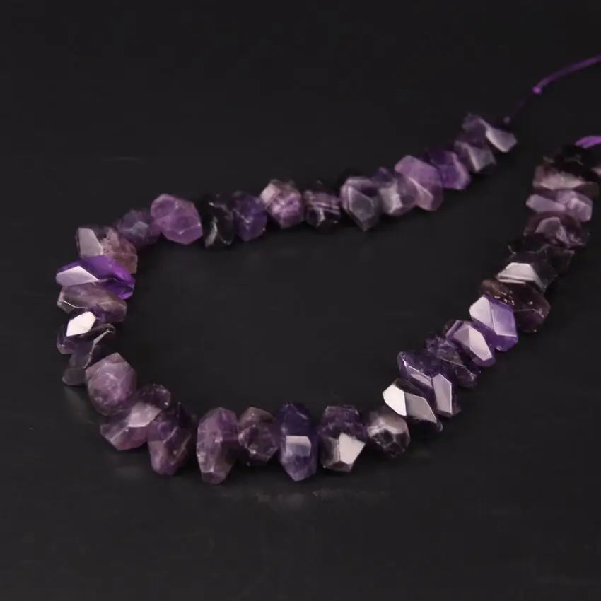

15.5"/strand Faceted Dark Amethysts Quartz Nugget Loose Beads,Cut Natural Purple Crystal Nugget Pendants Charms Jewelry Making