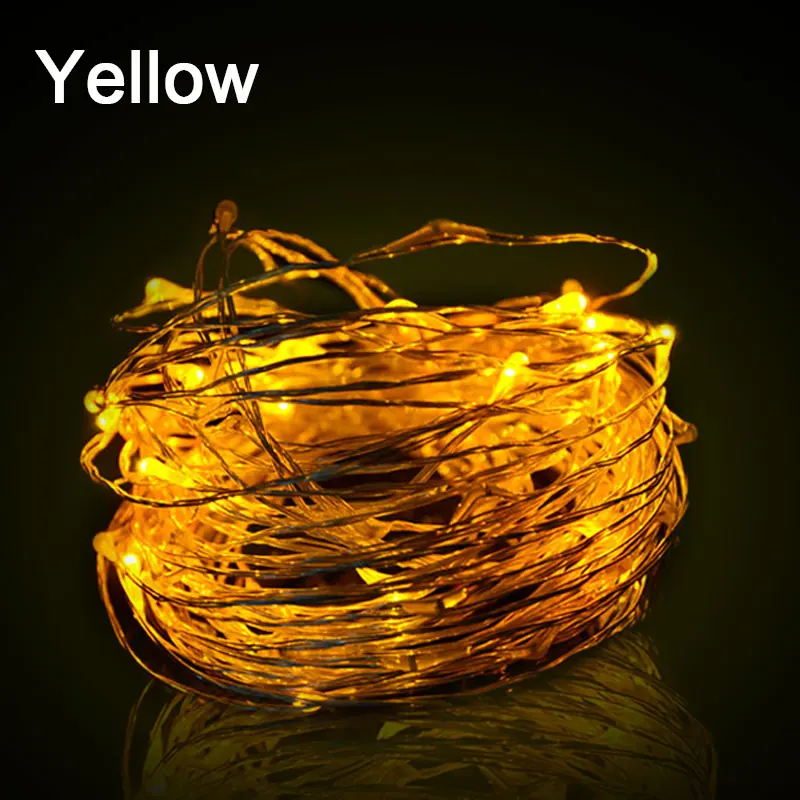 Yellow 5 м 50 светодиодный 3XAA светодиодная гирлянда на батарейке огни для рождественской гирлянды вечерние свадебные украшения Рождественские мигалки сказочные огни водонепроницаемые - Испускаемый цвет: Yellow