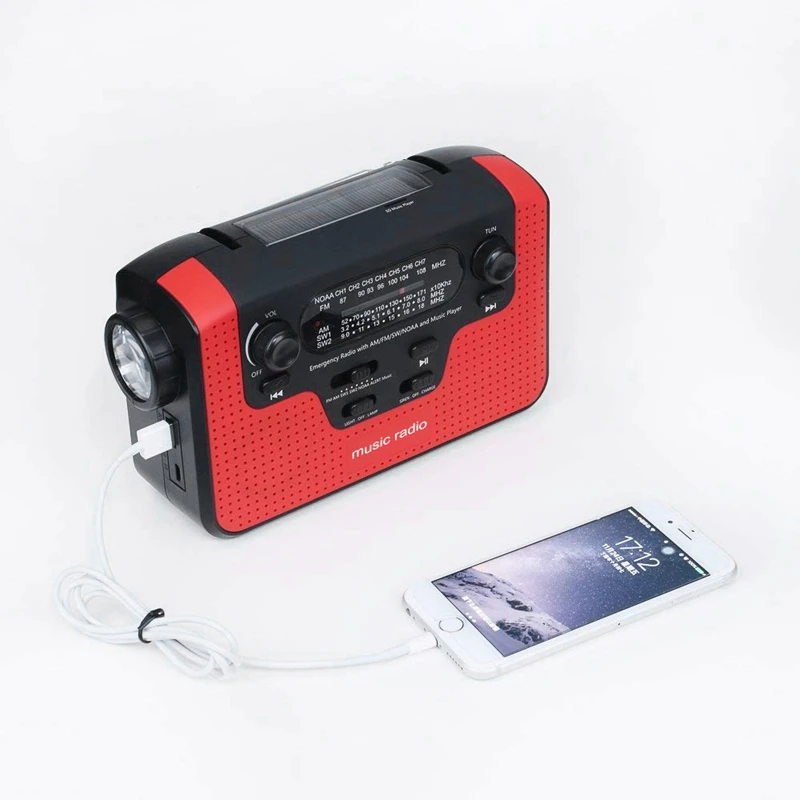 Bluetooth Радио Солнечный Рукоятки Аварийного Am/Fm/Sw/ВБ радио Светодиодный фонарик