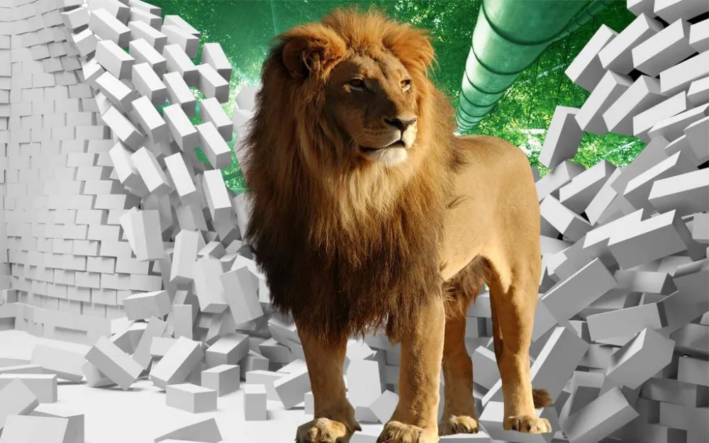 custom blackout curtains for living room Creative lion 3d window stereoscopic home goods | Дом и сад