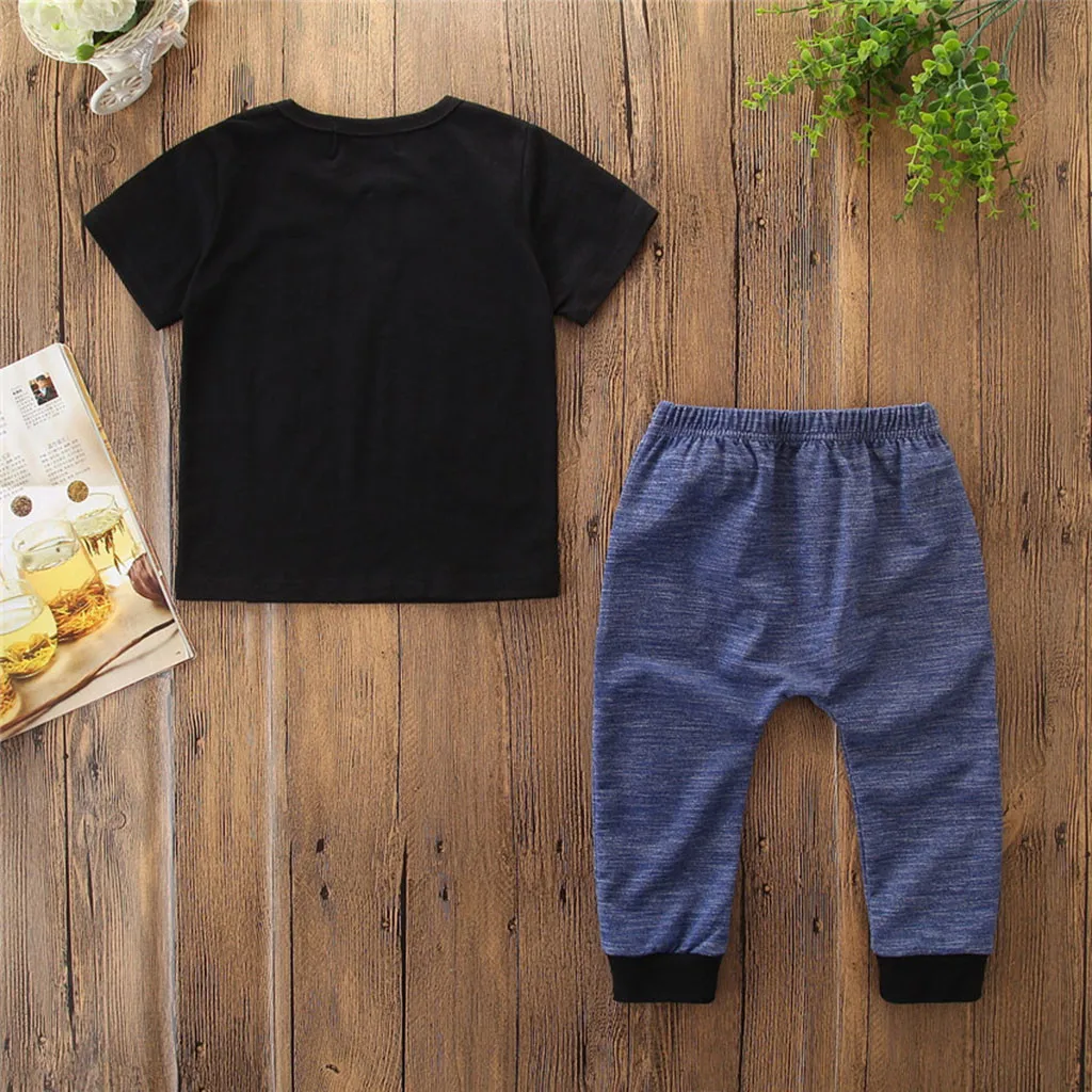 Perimedes Fashionable Kids Boys Summer Clothing Toddler Kid Baby Boy Outfits Clothes Letter Print Short Sleeve T-shirt+Pants Set | Детская