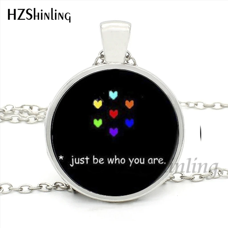 HZShinling HZ1-MINI-0019, горячая Распродажа, ожерелье в виде радужного сердца, кулон «Just be who you are», ожерелье для мужчин и женщин, мужские ювелирные изделия
