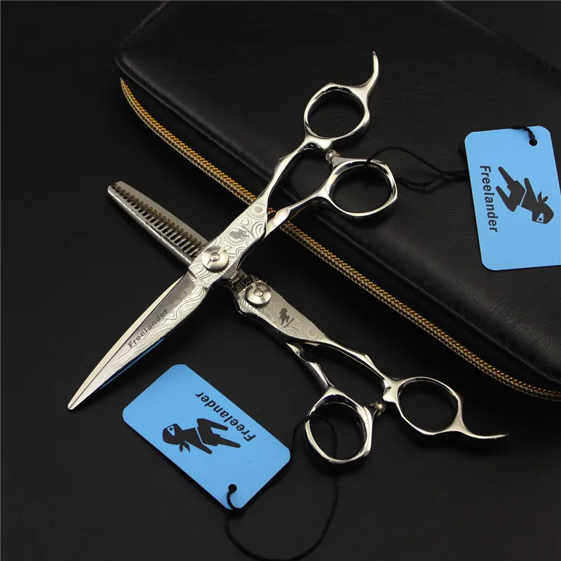 

Freelander 6 INCH Damascus Print Knife Hairdressing Scissors Hair Cutting &amp Thinning Scissors Sharp Water Ripple Barber Shear