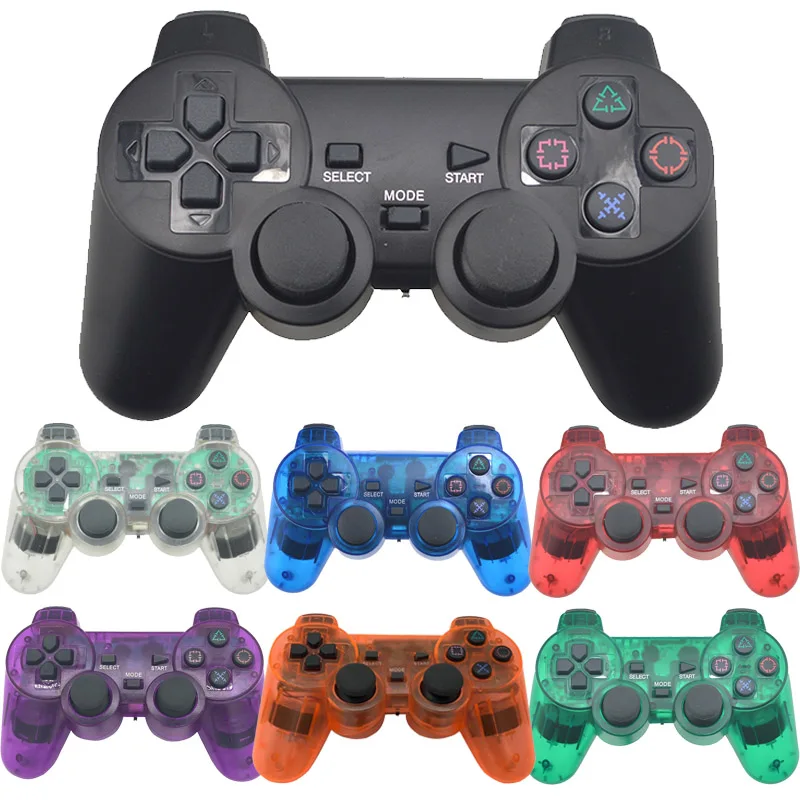 Прозрачный цветной беспроводной контроллер Bluetooth для sony Playstation 2, геймпад 2,4G, контроллер вибрации для sony PS2, джойстик
