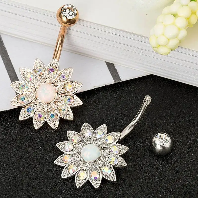 1/3/6Pcs/Set Surgical Steel Flower Pineapple Navel Piercings Belly Button Piercing Dangle Earrings Bar Sexy Body Jewelry | Украшения и