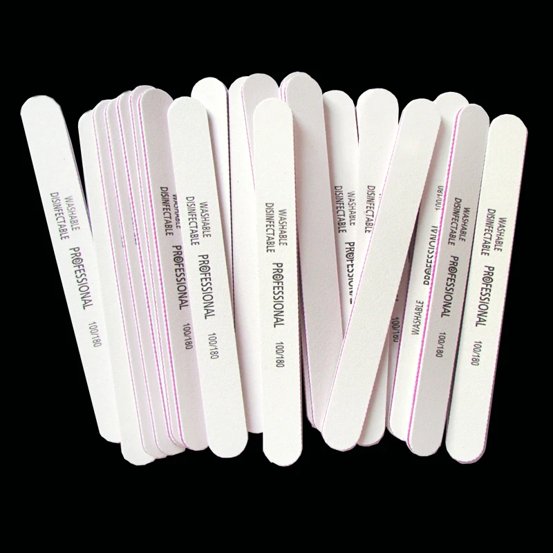 100 шт./лот новые профессиональные пилочки для ногтей буфер белый прямой