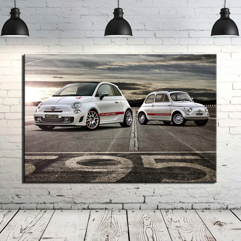 Фиат 595 Abarth Картина на холсте в скандинавском стиле настенный художественный
