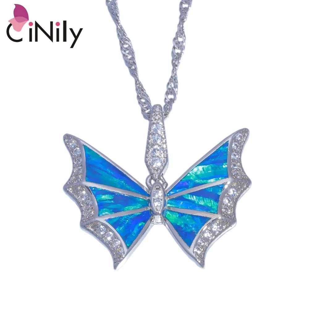 

CiNily Created Blue Green Fire Opal Cubic Zirconia Silver Plated Wholesale for Women Jewelry Pendant With the Chain OD6864-65