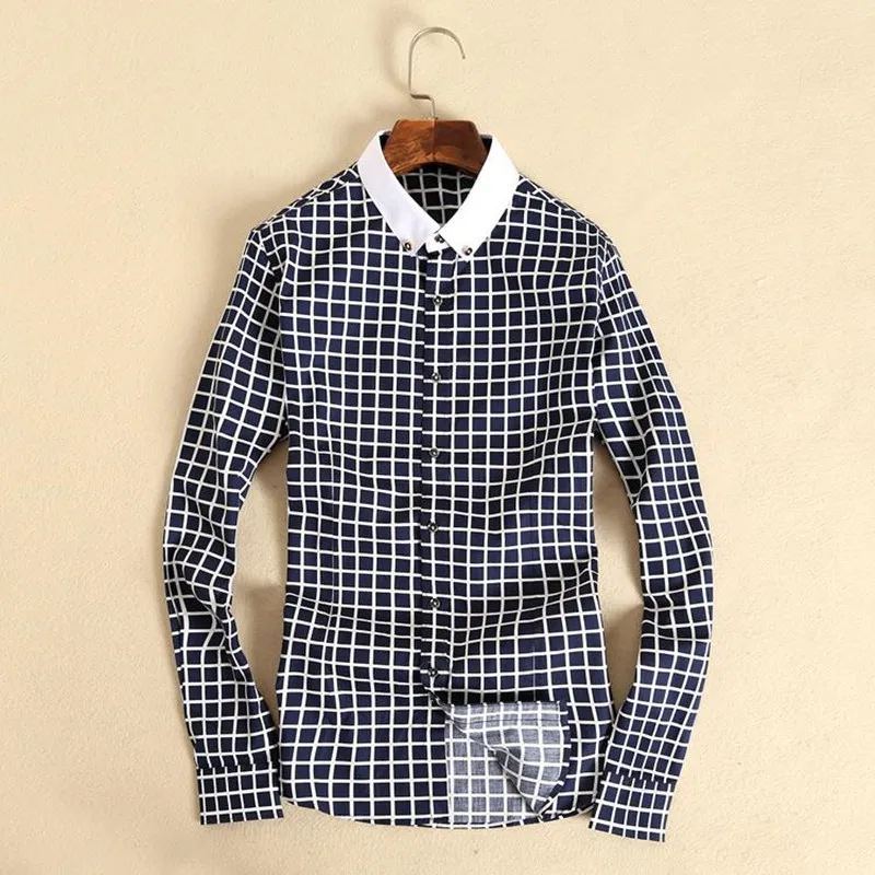 Рубашка мужская клетчатая с длинным рукавом х/б | Мужская одежда