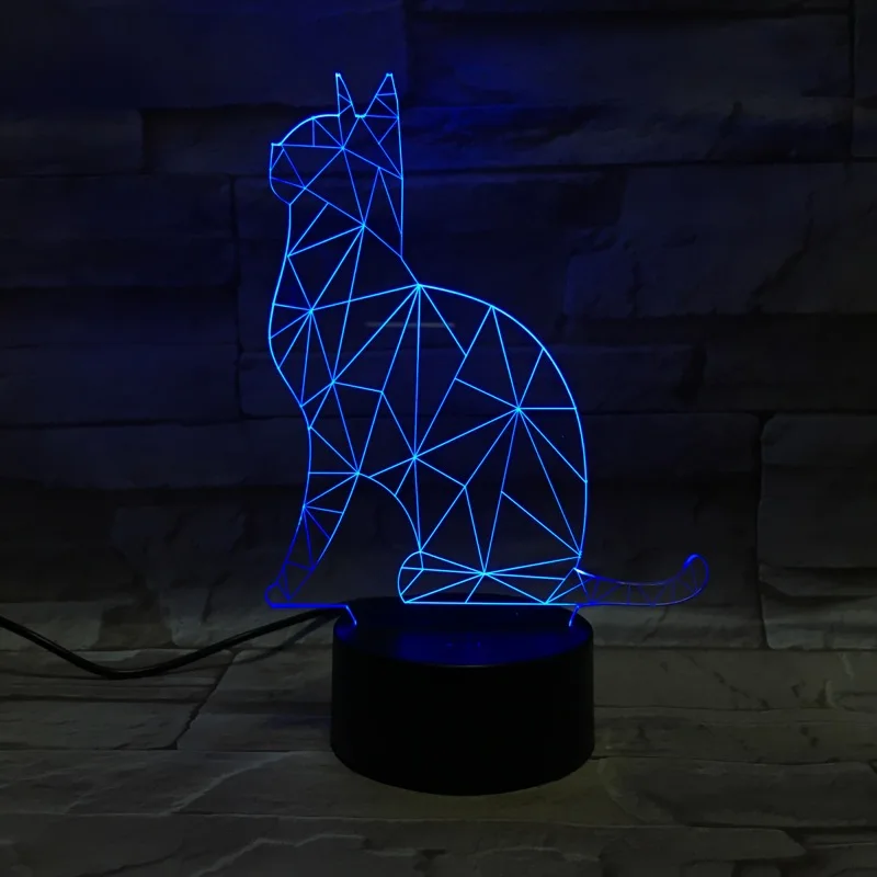 Новинка 3D светильник в виде кошки светодиодсветодиодный RGB-лампа USB ночной