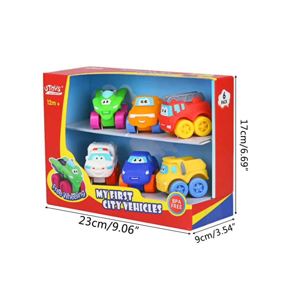 

6Pcs Simulation Cute Cars Airplane Ambulance Model Children Plastic Flexible 3D Vehicle Kids Educational Toys Children Gift