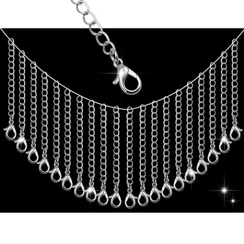 20pcs/Lot Silver Plated Metal Alloy Necklace Chains Tail Extender Extension 55-59mm for DIY Jewelry Findings Making Accessories | Украшения