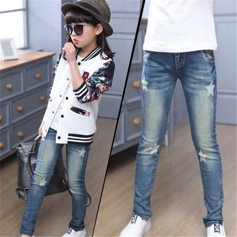 2019 модные джинсы для девочек детские мягкие хлопковые Детские весенне-осенние