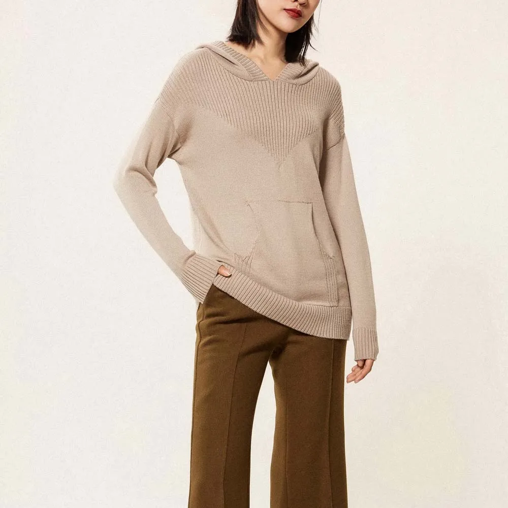 Пуловеры с капюшоном свитера из кашемира и шерсти на осень зиму куртка в рубчик