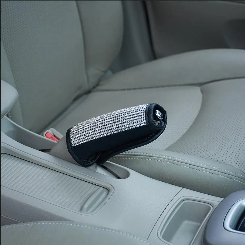 handbrake Автоматическая кнопка для включения и выключения автомобиля крышка с блестящими бриллиантами Декор чехол для автомобиля палка автомобильный аксессуар черная искусственная кожа - Название цвета: handbrake