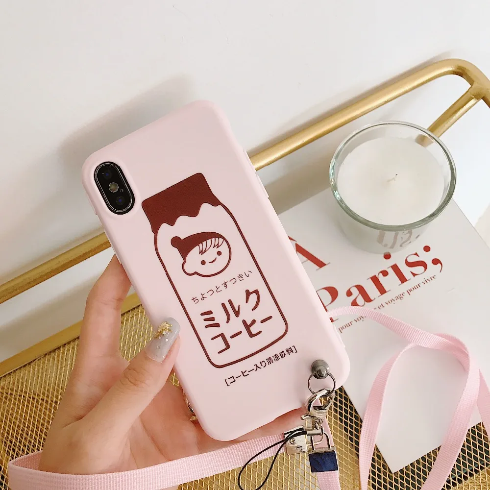 ORYKSZ For iphone 7 Case 3D Matte Cute Cartoon Milk Patterned Phone Silicone Cases x 6S 6 8 Plus Coque Capa Shell |