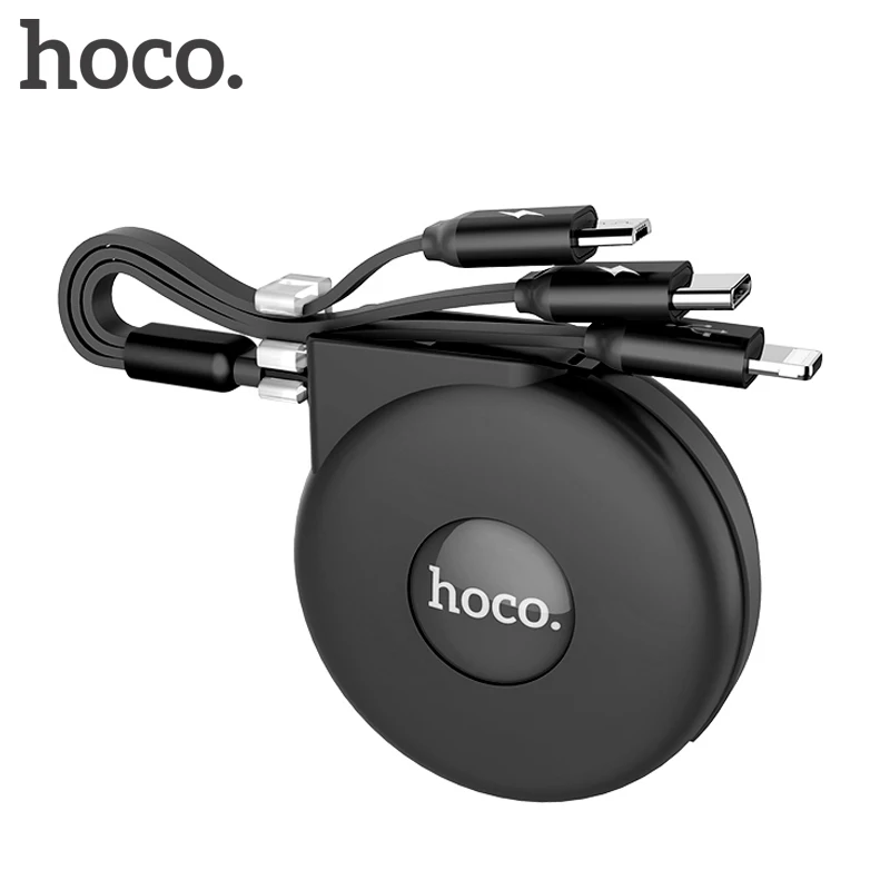HOCO 3 в 1 usb зарядный кабель гибкий Регулируемый USB Быстрый Micro + Тип C для iPhone samsung