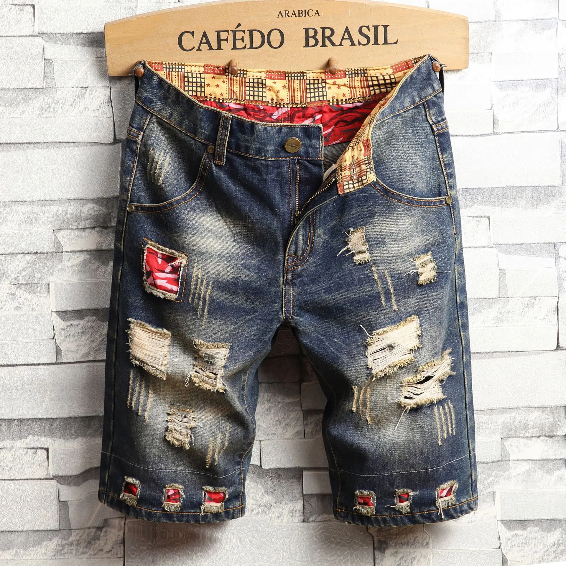 

2019 New Fashion Mens Ripped Short Jeans Brand Clothing Cotton Shorts Breathable Denim Shorts Male personality shorts hommes