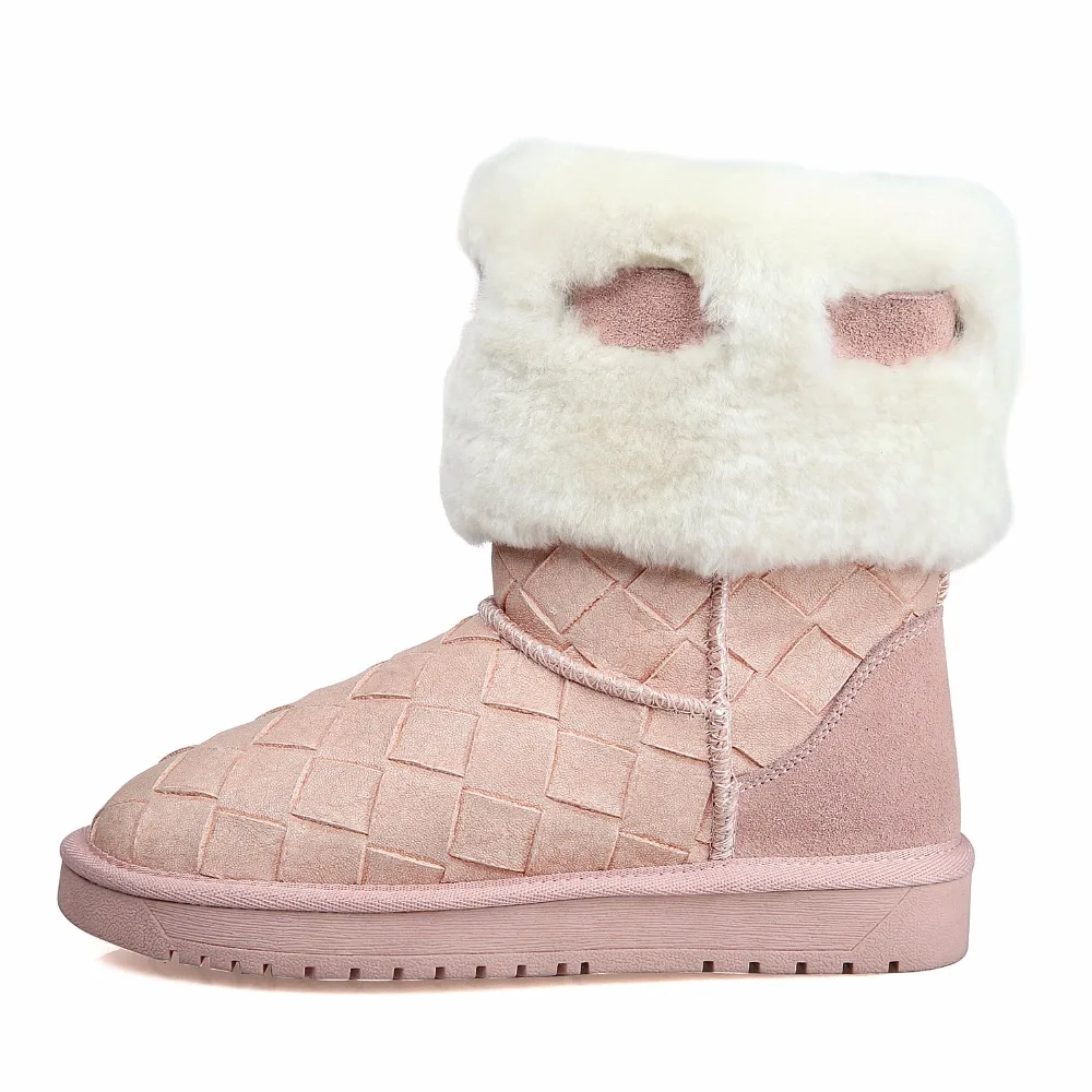 KUNYIN женская обувь Зимние дамы новый кожаный ткани сетки моды снегоступы