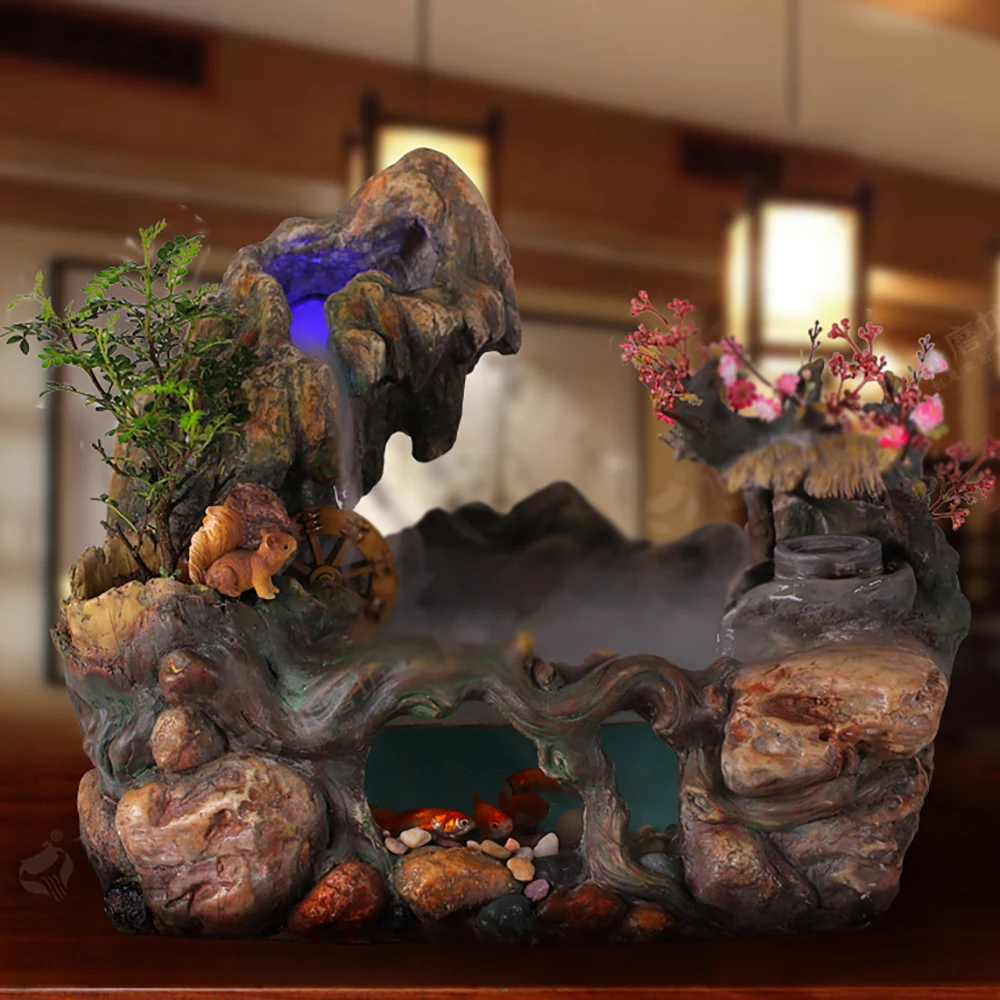 Rockery Фонтан воды аквариум гостиной настольный хрустальный шар Крытый увлажнение рабочего стола ТВ украшение шкафа