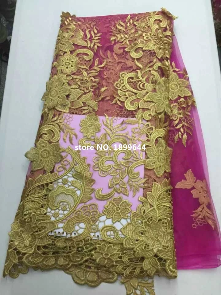 Free Shipping African swiss voile lace high quality Fabric 5 Yards High French Tulle For Gold Color.ML945 | Дом и сад