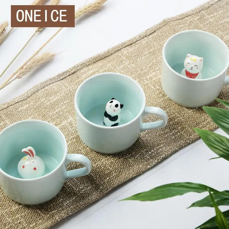 Креативная маленькая керамическая молочная кружка с животными милая мультяшная