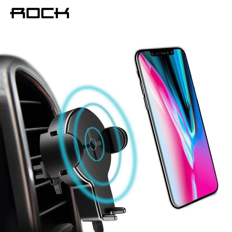 ROCK QI автомобильное беспроводное зарядное устройство Держатель для iPhone X 8 samsung Galaxy S8 S7 S6 Note 8 Plus быстрая Беспроводная зарядка