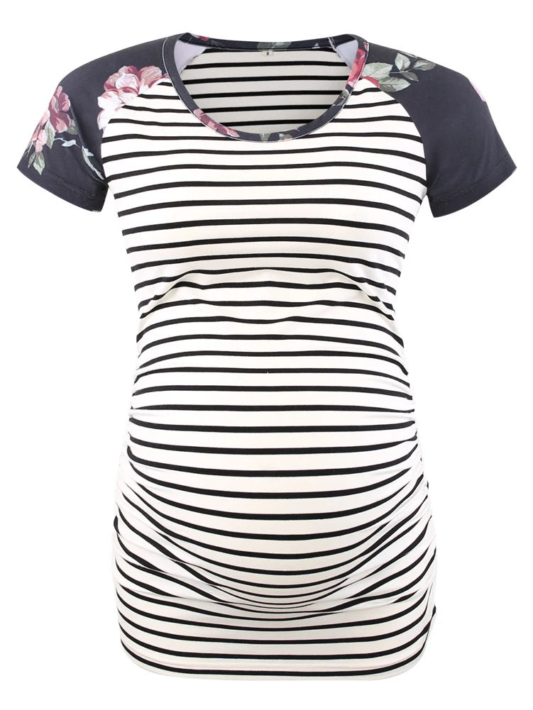 Блузка для беременных женщин футболка с коротким рукавом цветочным принтом