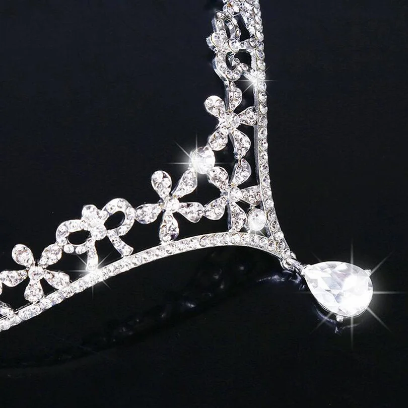 Silver Color Crystal Bridal Headpiece Chain Wedding Rhinestone Flower Tiara Crown Headband Frontlet Bridesmaid Hair Jewelry | Украшения и