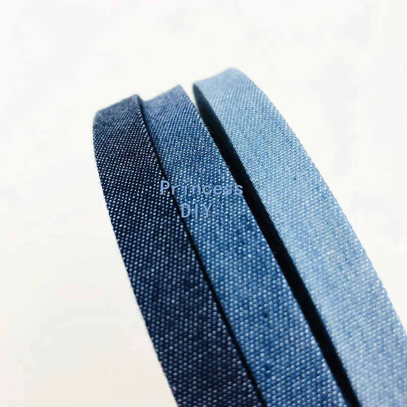 Тонкая ковбойская однотонная джинсовая лента 5 метров в рубчик тканевая для