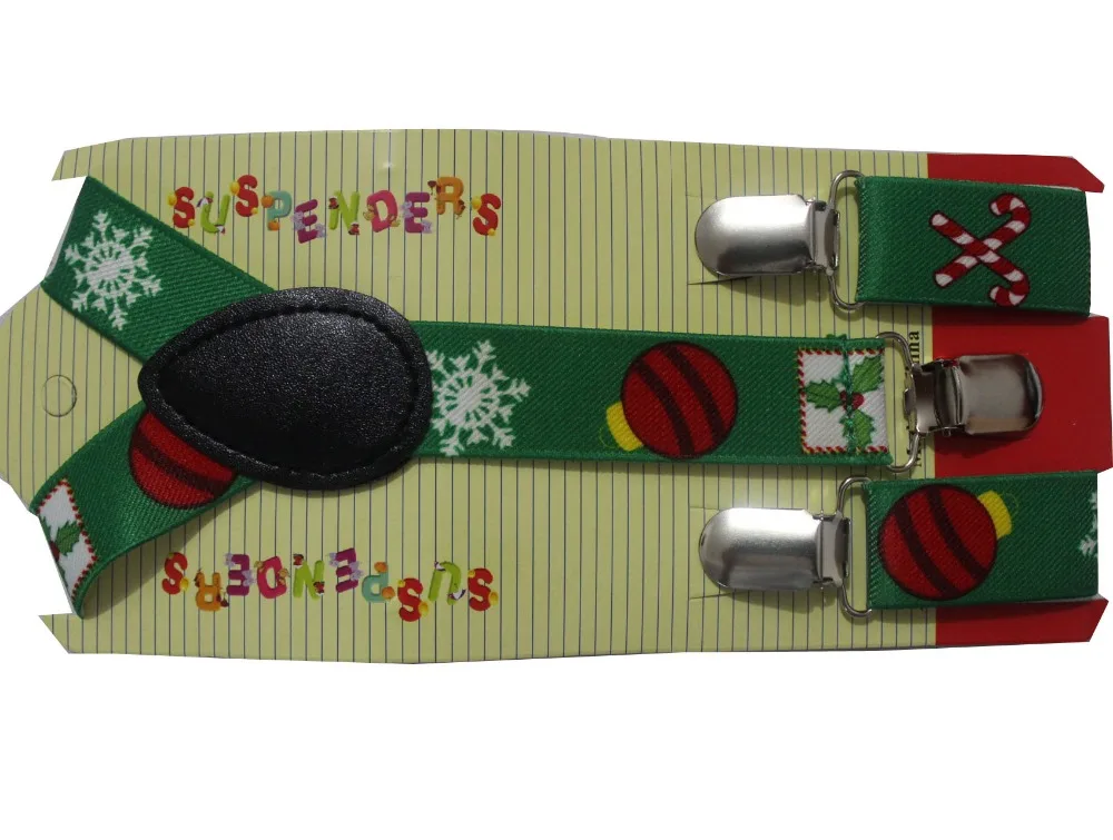 Подтяжки с регулируемой застежкой для мальчиков зеленый Рождественский со