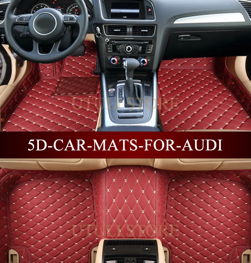 

Leather Car floor mats for Audi A1 A3 A4 A6 A7 A8 Q3 Q5 Q7 TT 3D custom fit car all weather carpet floor liners foot mats paspas