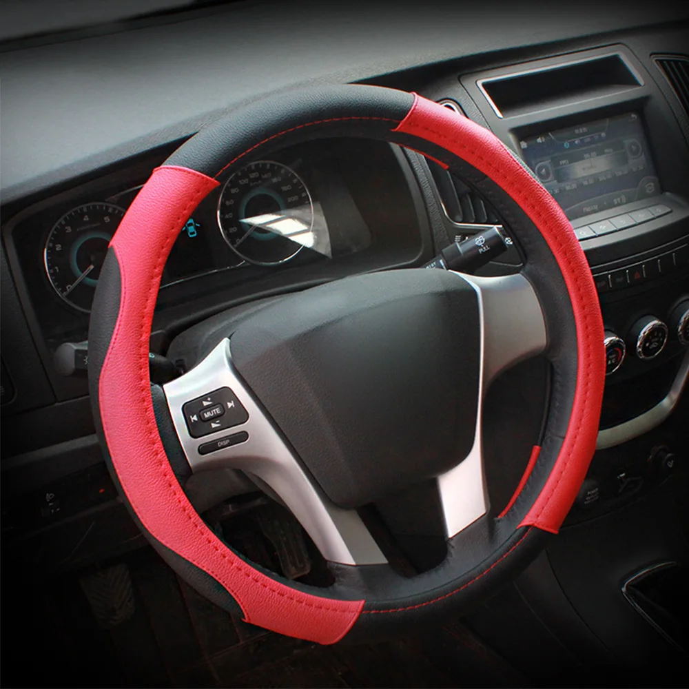 FLY5D Car Steering Wheel Cover PU leather Auto Covers Protector Fit For Most Cars Breathability Interior Accessories | Автомобили и
