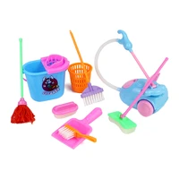 hot selling 9 pcsset kid pretend play mini housekeeping tools kitchen home cleaning broom brush toy